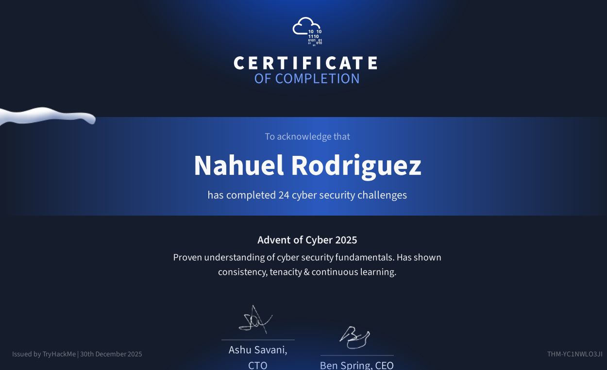 Certificado de TryHackMe