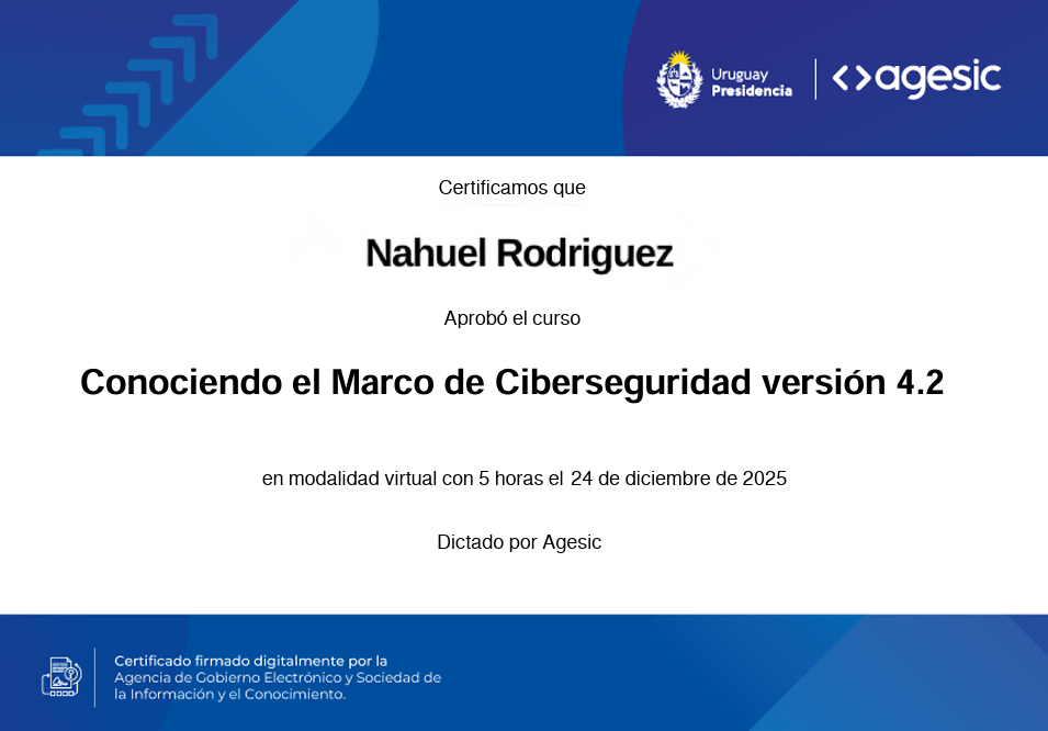 Certificado 4 de AGESIC