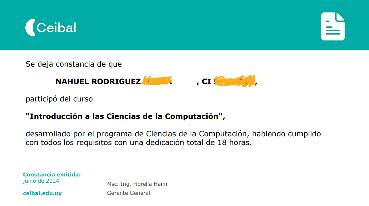 Certificado de Ceibal